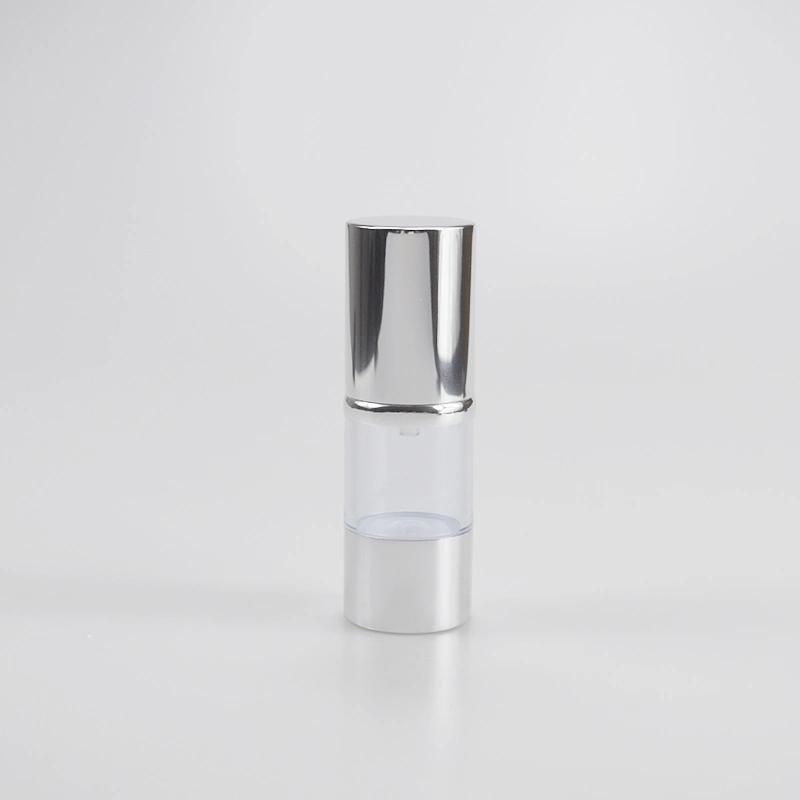 Plastic cosmetic 15ml Airless Aluminium Lotion Bottle with Sliver Pump