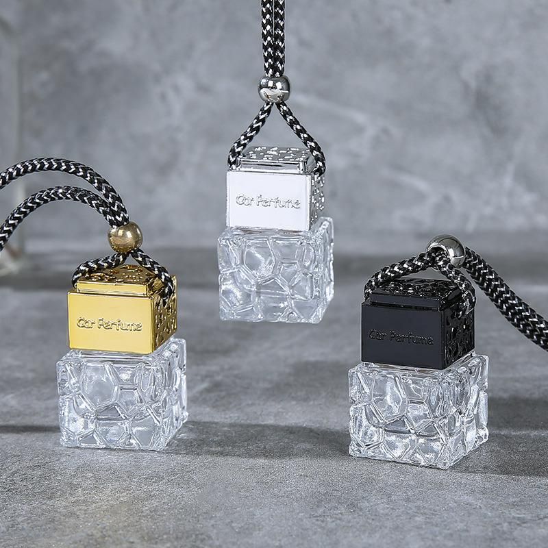 10ml Essential Oils Car Hanging Air Freshener Diffuser Square Ornament Pendant Perfume Vials Thick Clear Glass Fragrance Container with Hanging String