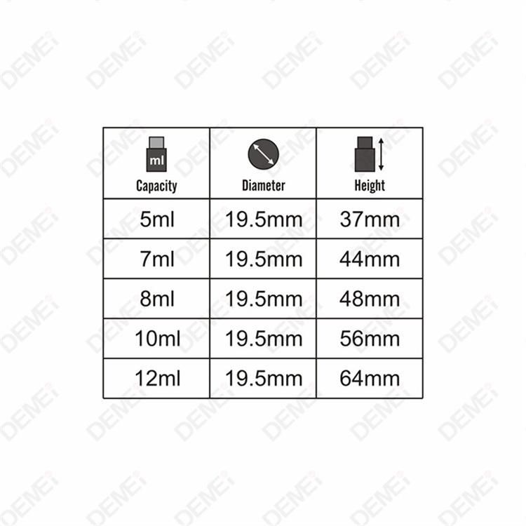 5ml-20ml Wholesale Cosmetic Packaging D19.5mm Stright Round Clear and Amber Serum Essential Oil Tube Glass Bottle with 13mm 18mm White Press Button Dropper Cap