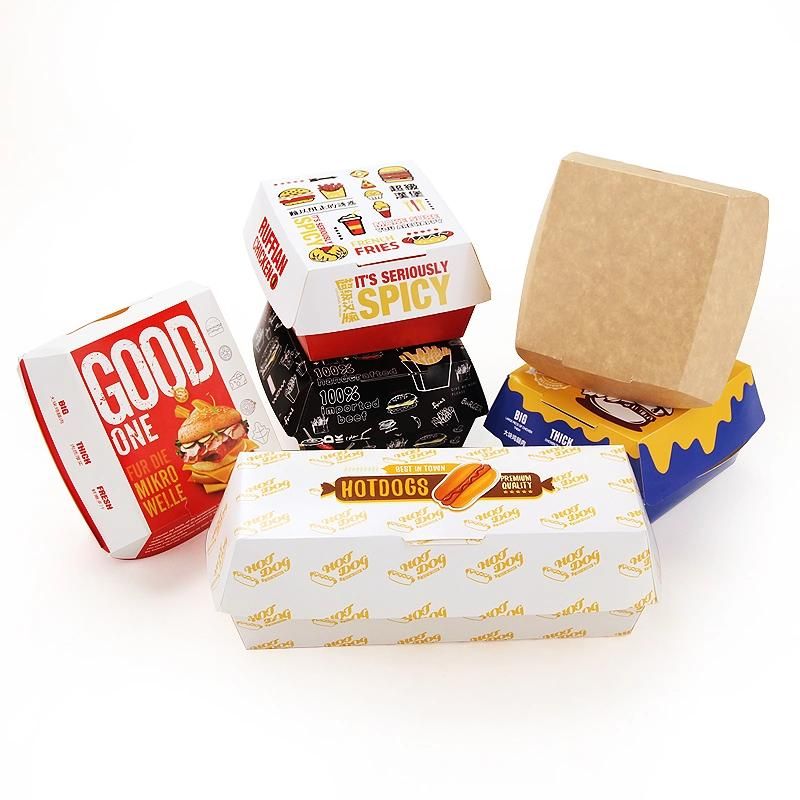 Hamburger Box Take Away Kraft Emballage Custom Size and Logo Printing Box