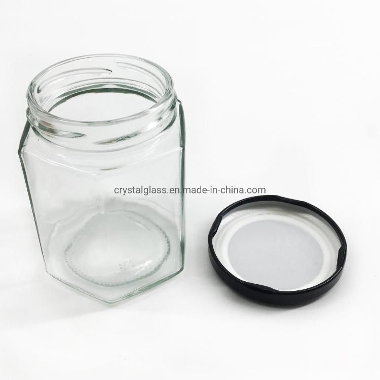 High White Glass Mini Hexagon Glass Honey Jar 45ml 60ml 65ml with Foam Packing