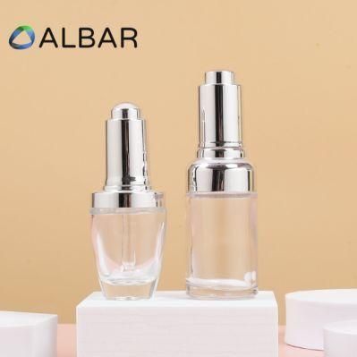 Oval Round and Flat Shoulder Clear Glass Bottles for Face and Body Serum Oil Liquid