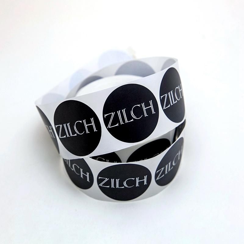 Rolling Printed Round Custom Round Paper Black Sticker for Wrapping Tissue Paper Packaging