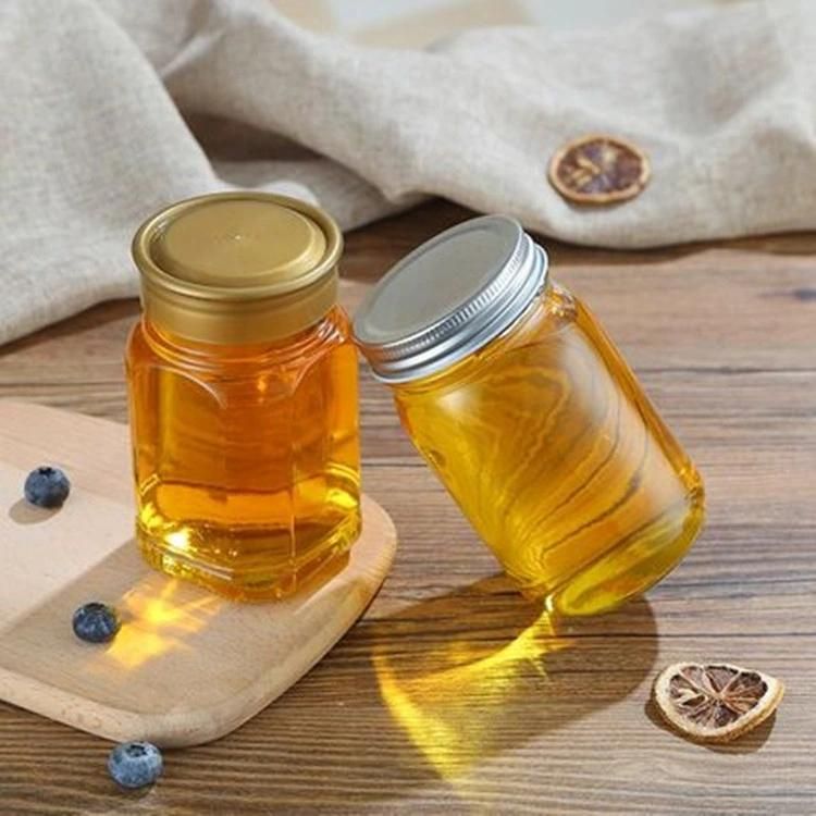 12oz 8oz 16oz Round Clear Cylinder Wide Mouth Honey Glass Food Storage Jar with Screw Lid