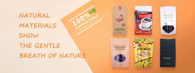 Compostable Self Stand Pouch PLA Coffee Paper Bags