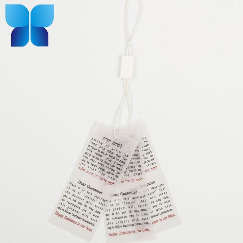 Custom High Quality PVC Hangtag/Plastic Hangtag for Garment