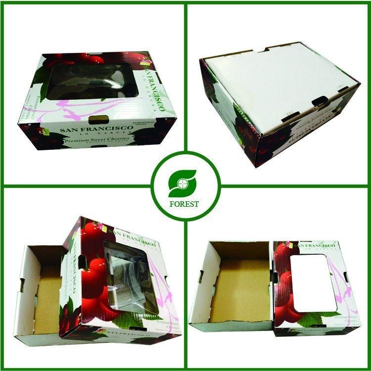 Paper Food Cherry Box with Plastic PVC Window