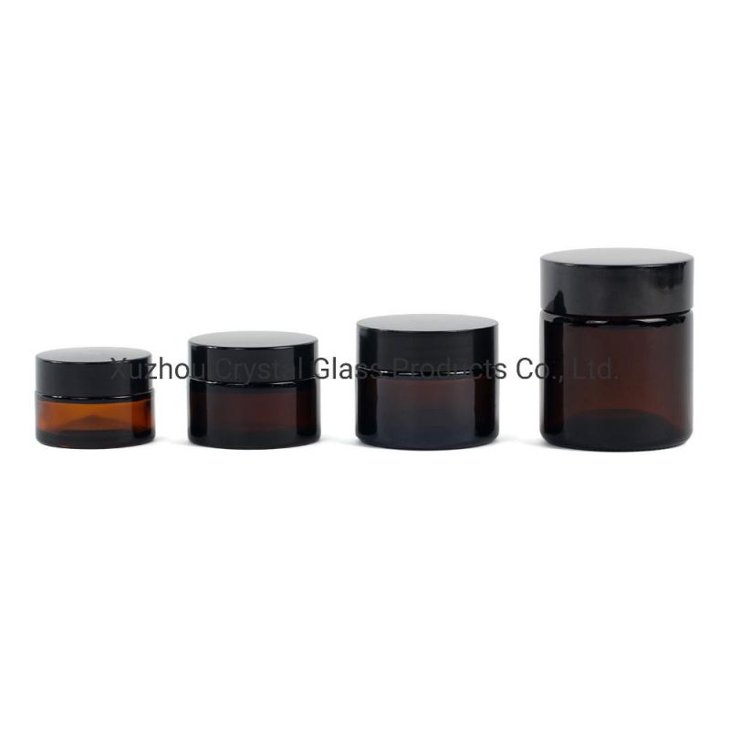 Clear Amber Colored 50g 30g 100g Cosmetic Jars Packaging with Plastic Cap