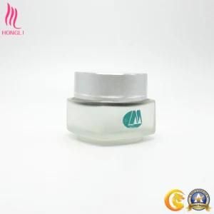 OEM Frosted Cream Jar with Logo Printed Silver Lid