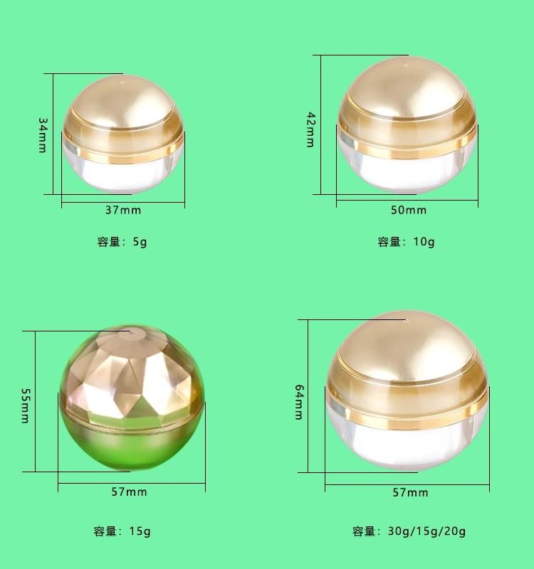 5g 10g 15g 30g 50g Round Ball Shape Empty Plastic Jar for Skin Care Lip Balm Cream Beauty Products