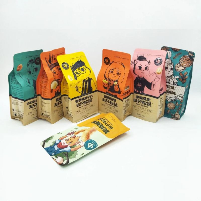 Kraft Paper Popcorn Bag Eco-Friendly Paper Bag with Window and Tin