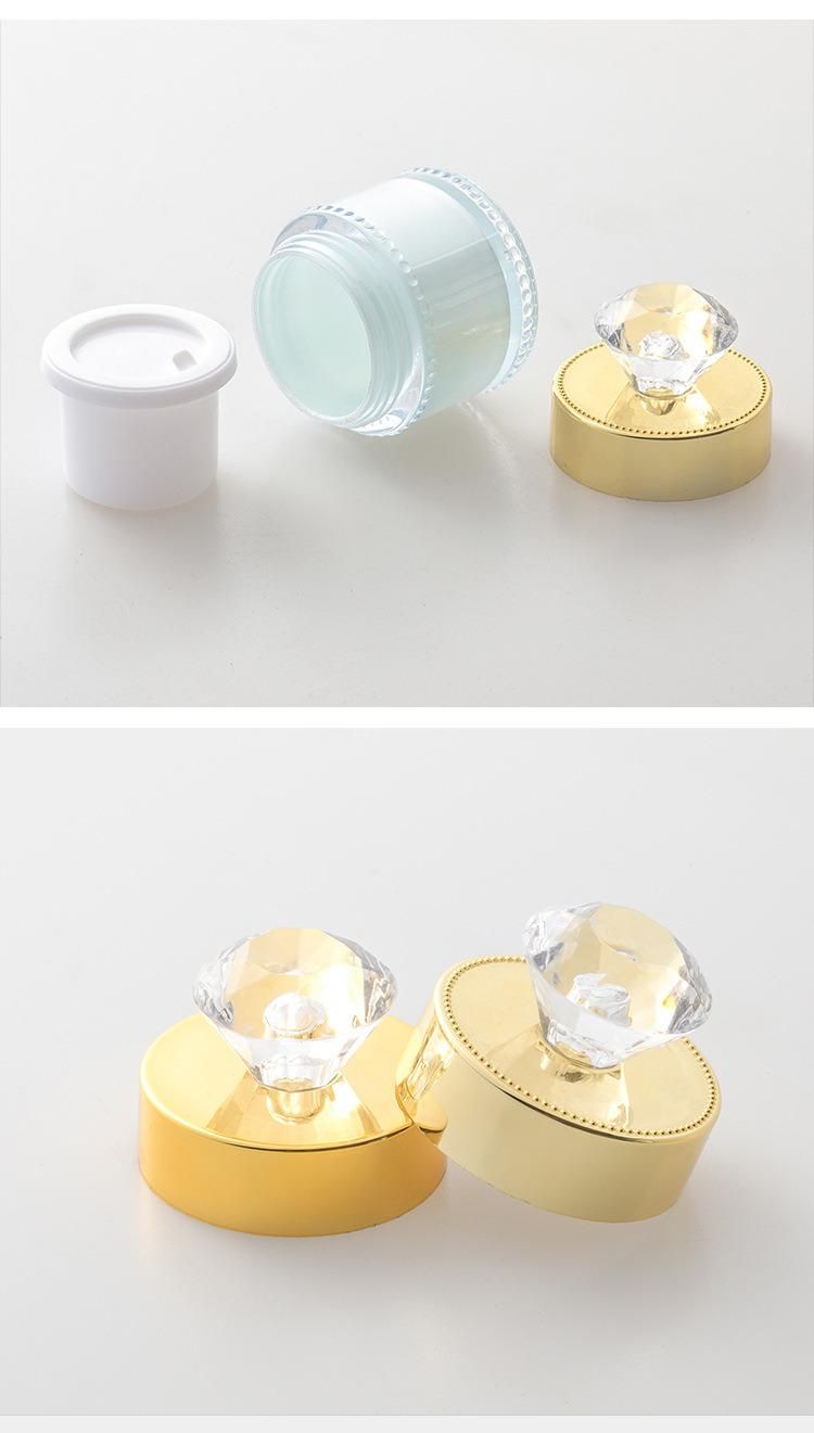 in Stock Low MOQ High Quality Free Sample 5g 10g Cosmetic Empty Plastic Cream Jar with Diamond Lid