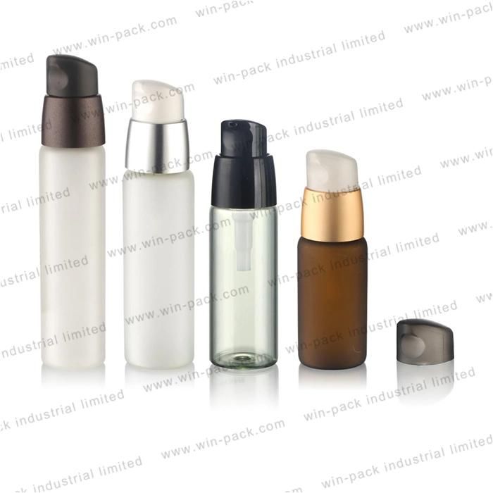 0.5oz Small Transparent Tube Glass Bottle Diameter 25mm with Plastic Black Pump and a Cover for Serum or Lotion