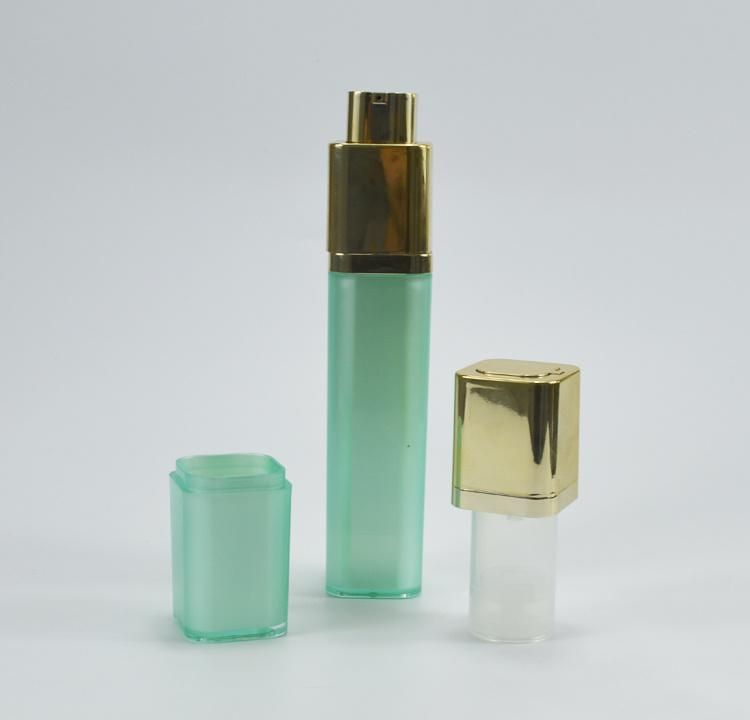 Luxury 15ml 30ml 50ml Square Green Rotary Lotion Acrylic Airless Bottle