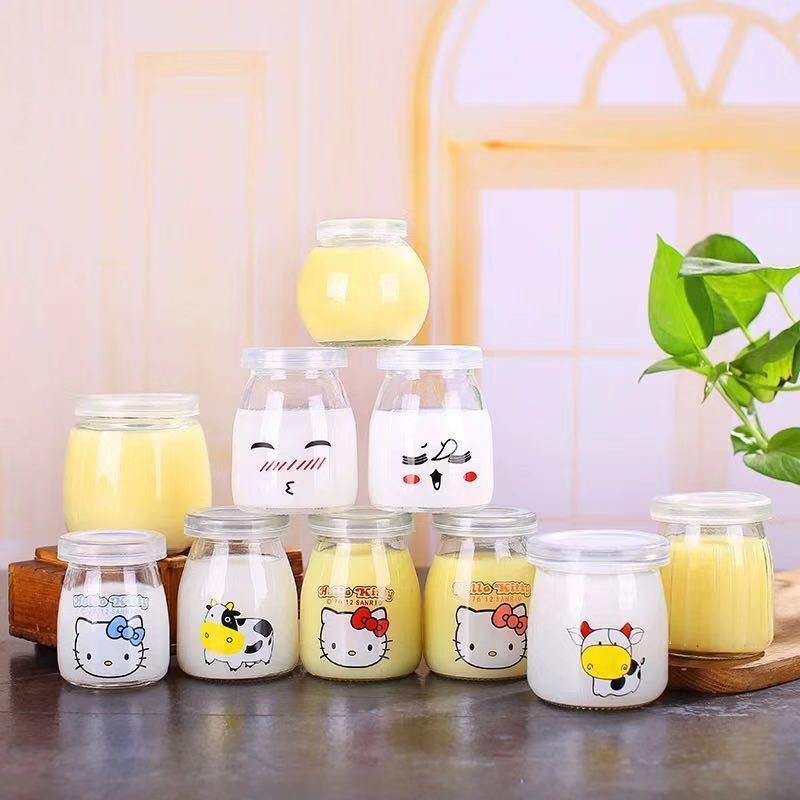 Wholesale Hot Sale Yogurt/Milk /Parfait / Pudding Cup Transparent Glass Jars with Various Food Safety Lids