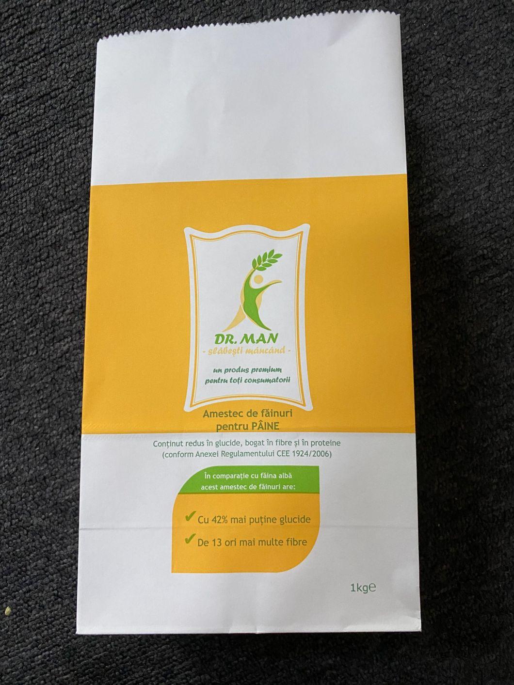 SGS Certificated Design Printed 1kg 2kg Kraft Paper Packaging Rice Flour Bag