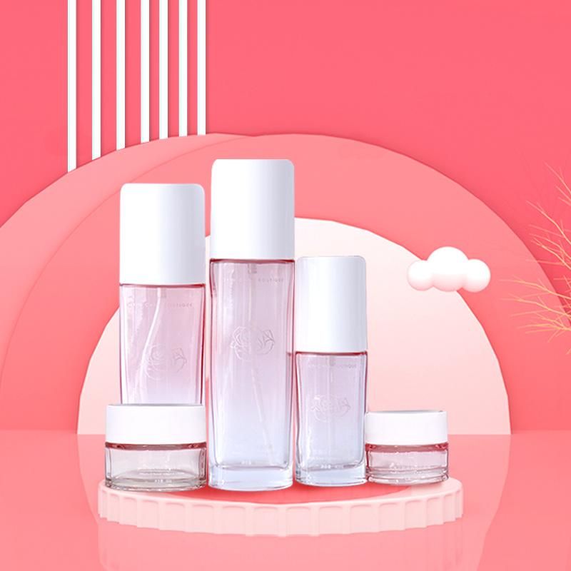 Best-Selling 30g 40ml 50g 100ml 120ml Packaging Serum Pink Cosmetics Cream Glass Bottles and Jars