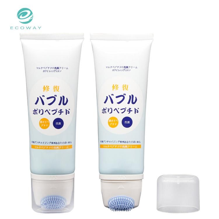 120ml Offset Printing Clear Face Cleanser Cosmetic Tube with Silicone Brush and Roller Massage