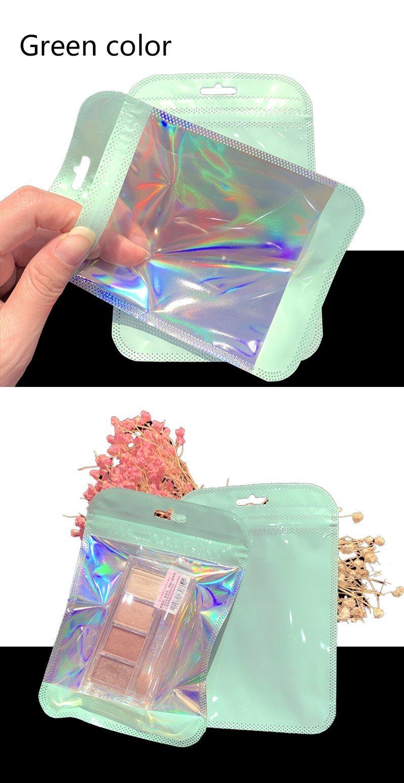 Holographic Film Plastic Bag White Bag Cosmetic Zipper Bags