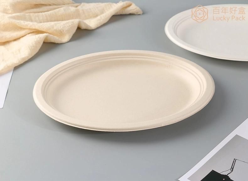 Disposable Compostable Biodegradable Tableware Sugarcane Bagasse Paper 6 Inch Round Plate