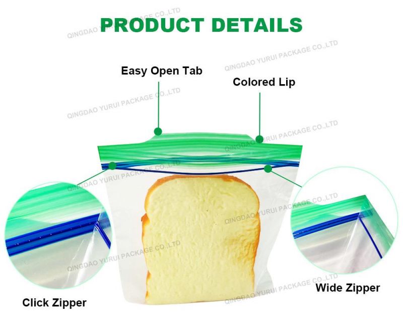 Freezer Sandwich Size Grip Seal BPA Free Reusable Frozen PE Food Storage Sandwich Bag