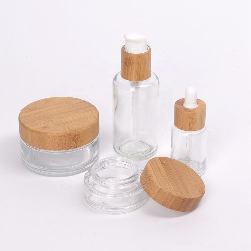 Bamboo Cosmetic Bottles with Bamboo Fine Sprayer Lotion Pump