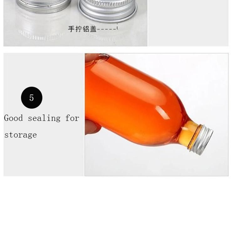 Food Grade Round Empty 12oz 16oz 300ml 500ml Glass Juice Bottles with Metal Lid