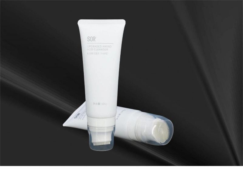 Cosmetic Tube Packaging Wholesale Private Label 100ml Matte White Face Wash Lotion Squeeze Tube with Brush