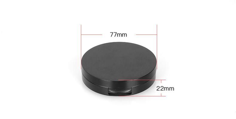 Low Price Black Unique Shape Cosmetic Container Round Empty Plastic Compact Powder Case with Mirror