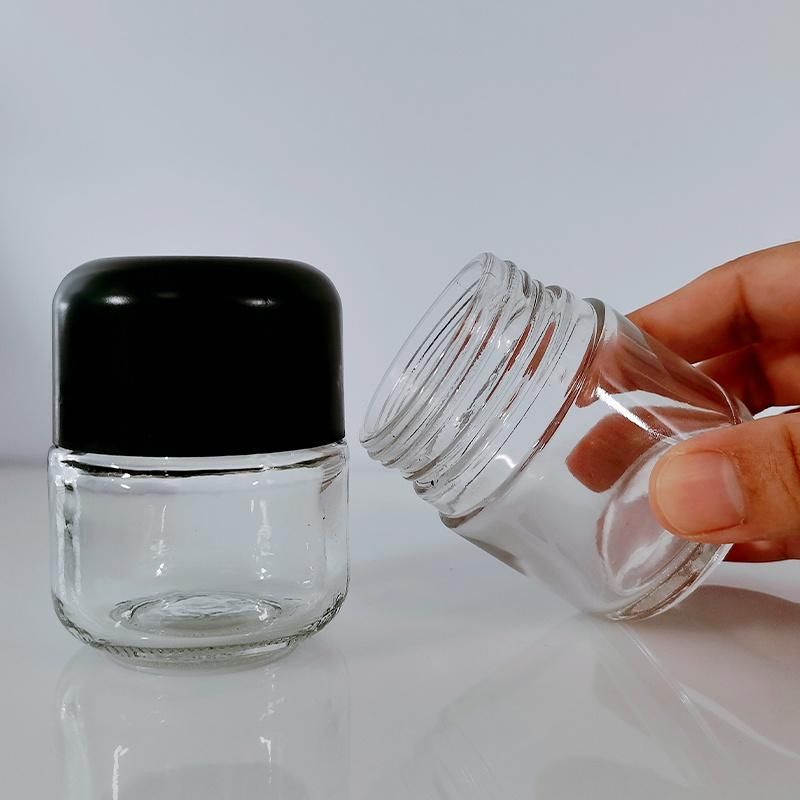 Transparent 30g 60g Glass Cosmetic Jar Child Resistant Body Scrub Face Cream Cosmetic Packaging Container