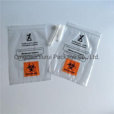 LDPE Plastic Zip Lock Ziplock Biohazard Specimen Transport Bags with Pocket