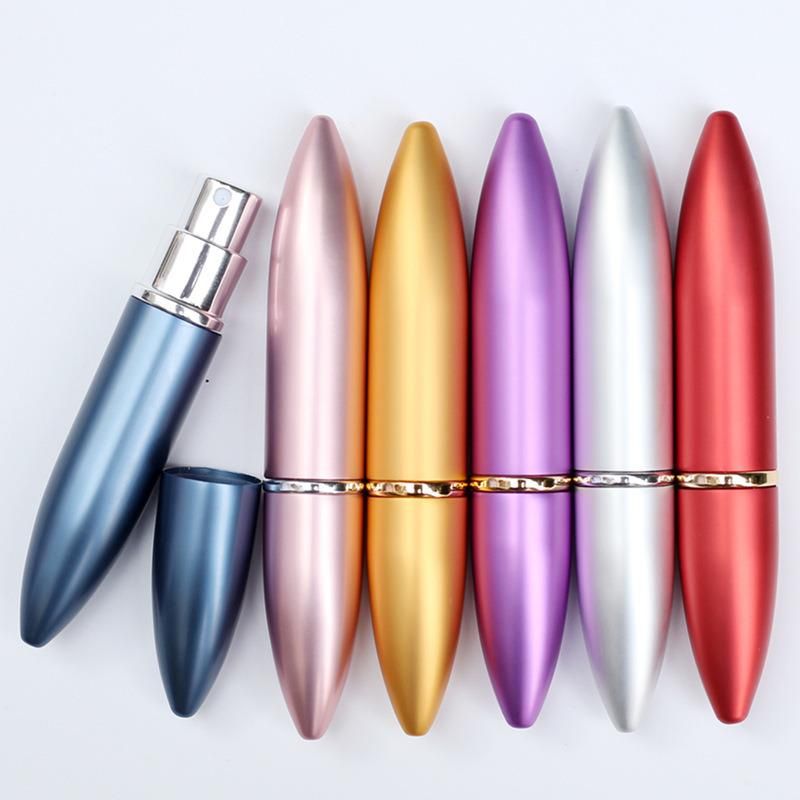 6ml Bullet Shape Aluminum Bottle Portable Mini Refillable Perfume Containers Atomizer Glass Cosmetic Makeup Scent Vials