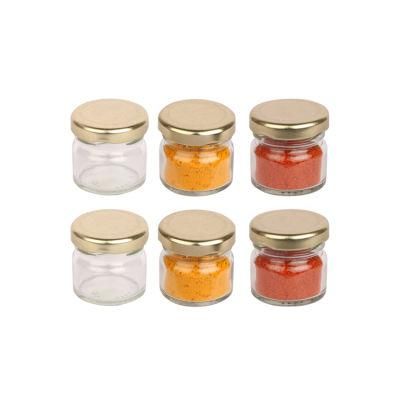 Empty 15ml 20ml Round Sweet Honey Jams Mini Glass Jars for Packaging with Golden Screw Lids