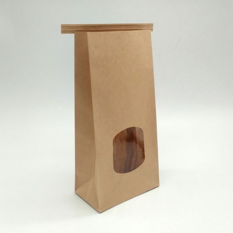 Factory Square Bottom Food Package Custom Branded Logo See Through Window Heat Seal Paper Popcorn Bags