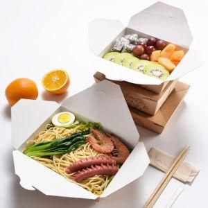 Disposable Wholesale Take Away Rectangle Kraft Paper Food Bento Box for Fast Food