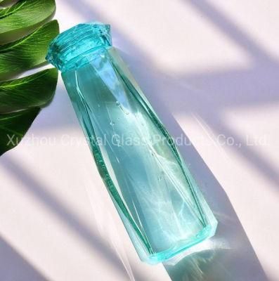 Colorful Leak Proof Diamond Lid Crystal Glass Water Bottle 500ml with Custom Logo