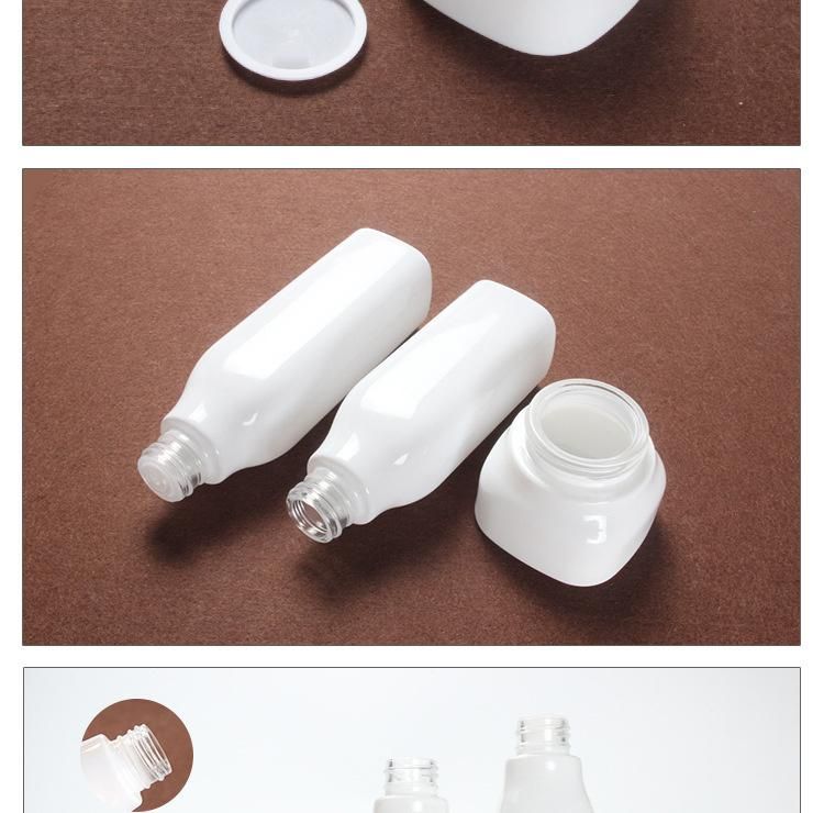 White Color Lotion Bottle in Square Shape with Wooden Caps