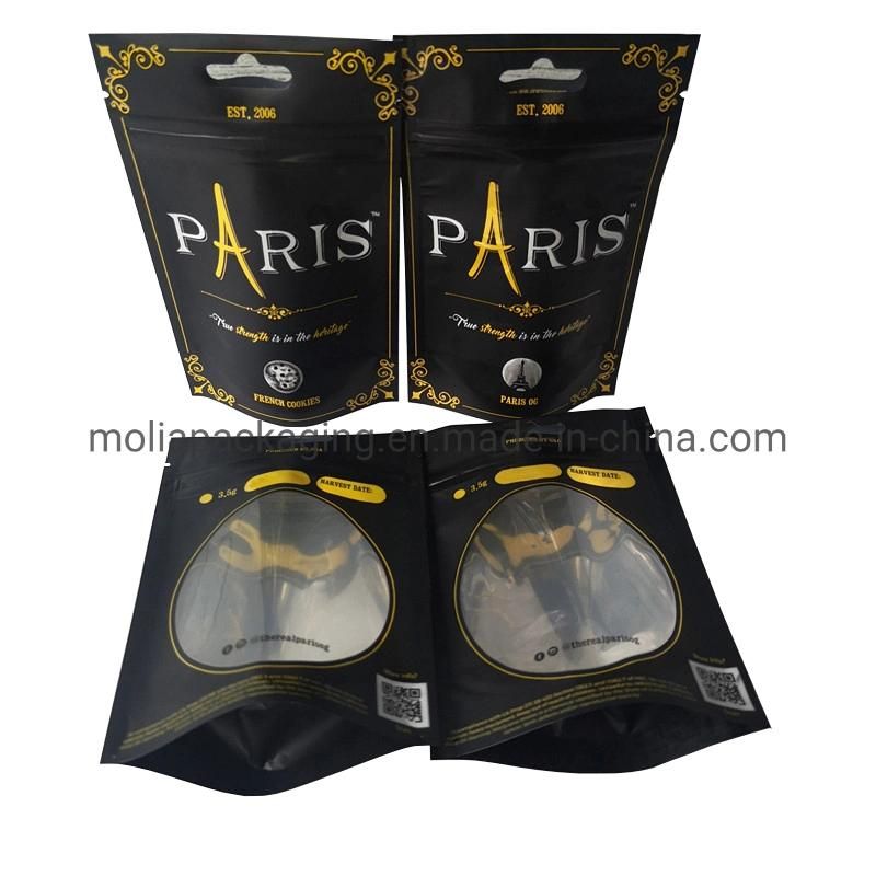 Factory Customized Plastic Bags/Stand up Sealing Bags Food Grade with Zipper and Tear Notches/Clear Round Windows