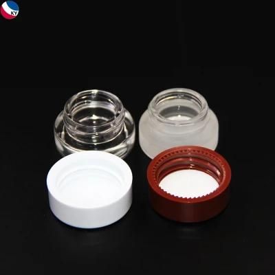 Small Skincare 5g 5ml 10ml Clear Frosted Round Blush Eyeshadow Bottle Lip Balm Cream Cosmetic Glass Jar Packaging with White Cap