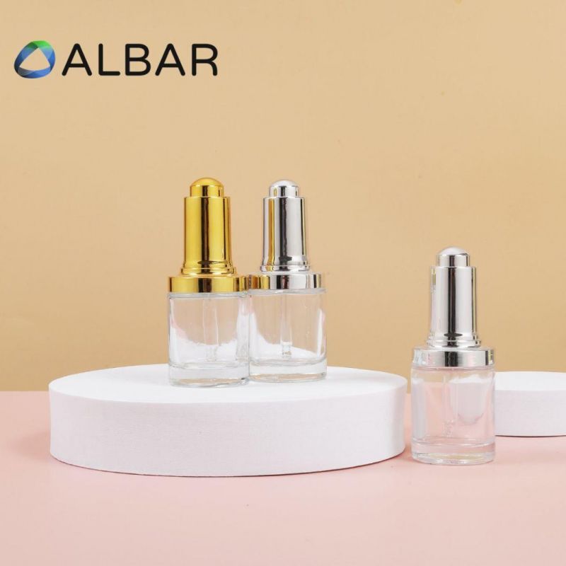 50ml Metal Pumps Cylinder Cosmetic Glass Bottles for Liquid and Fluid Skin Care