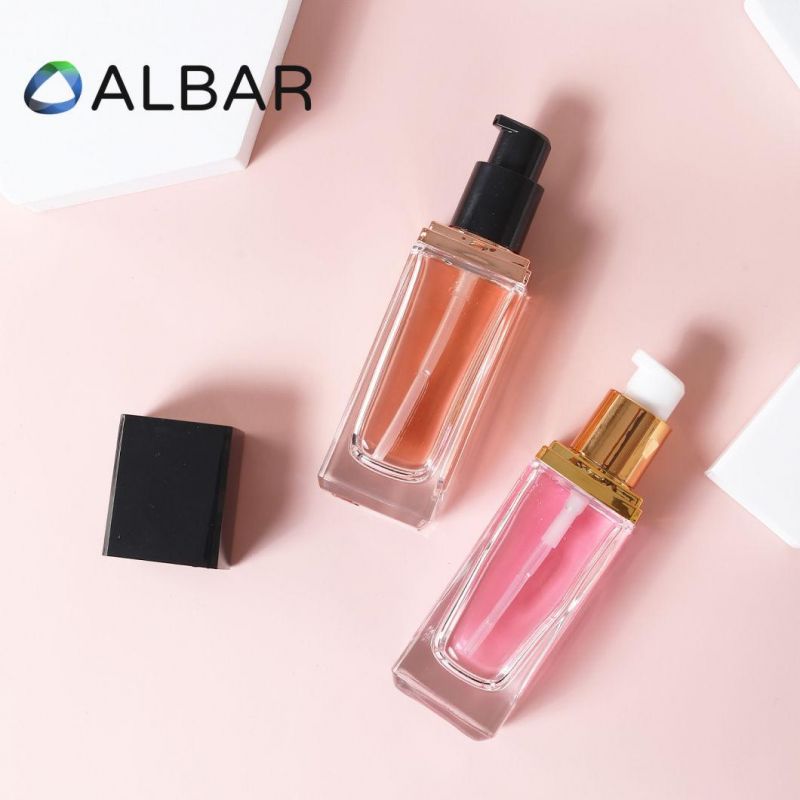 Rose Gold Thick Bottom Glass Bottles with High Purity for Cosmetics and Makeups