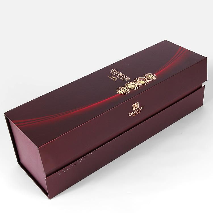 Custom Handmade Luxury Wine Bottle Package Folding Magnetic Paper Gift Box