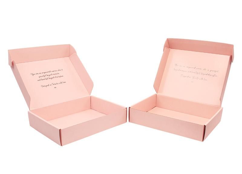 Custom Size Wholesale Pink Printing Fashion Shirt Clothes Delivery Packaging Carrugated Cardboard Paper Box for Shipping