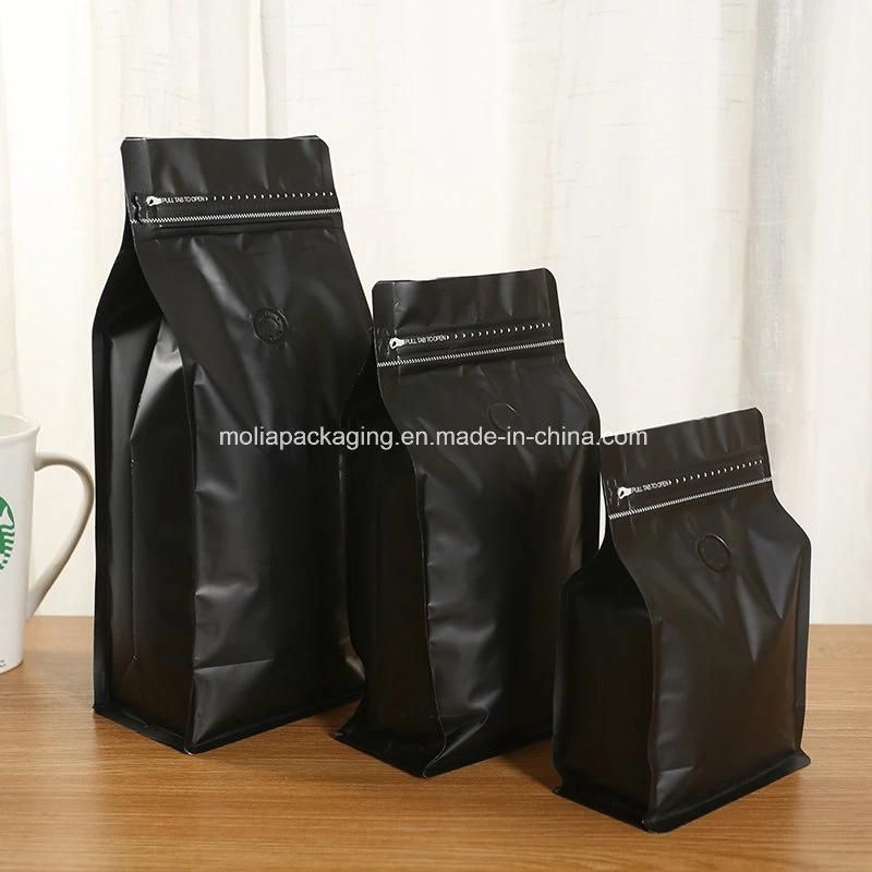 Aluminum Flat Bottom Stand up Black Pouch with Pocket Zipper