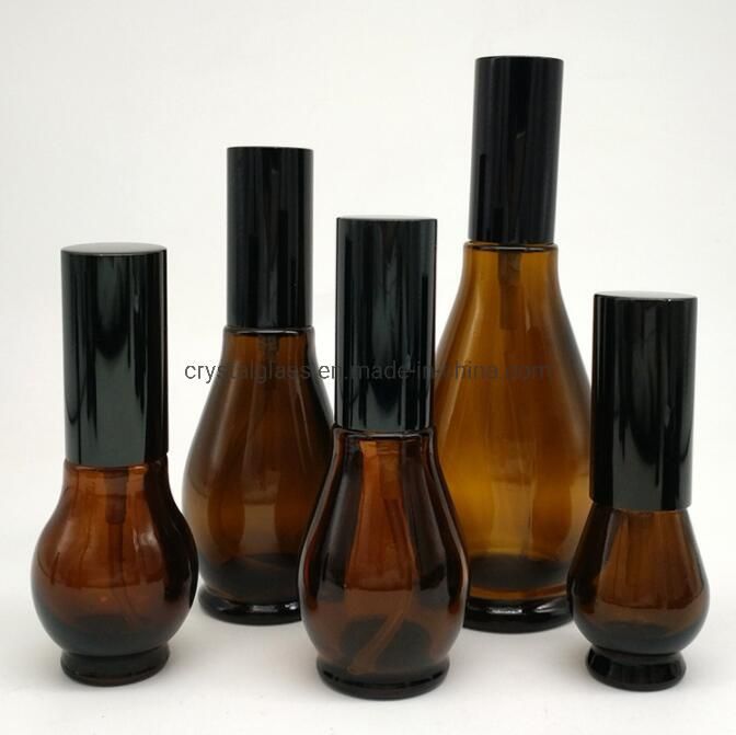 10ml 20ml 30ml 50ml 100ml Round Shape Amber Glass Massage or Essential Oil Bottle with Press Dropper