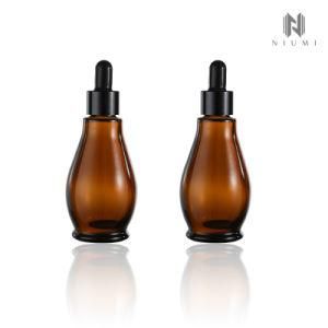 50ml Glass Essential Oil Bottle Amber Dropper Serum Bottle for Skin Care Products Anti Light Bottle