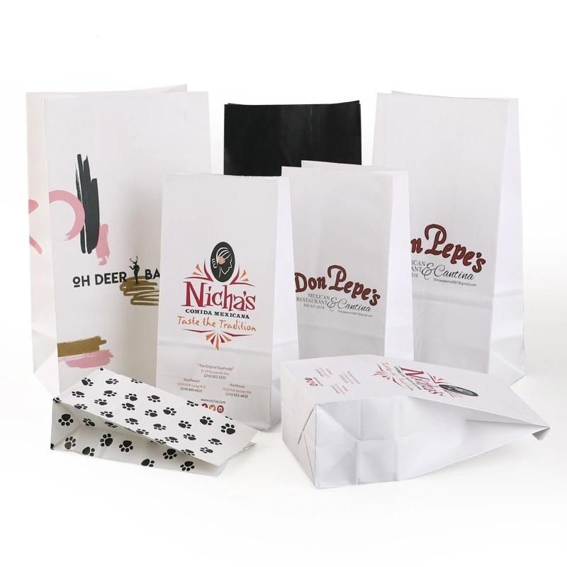 Takeaway Food Packaging Square Bottom Brown Kraft Paper Bags