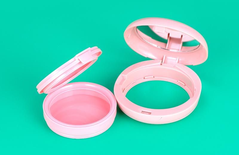 New Design Elegant Cute Pink Round Empty Plastic Case Air Cushion Powder Case for Makeup Case