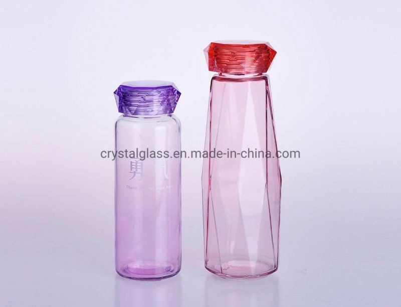 ODM 450ml 550ml Wide Mouth Glass Drinks Water Bottle with Logo Printing