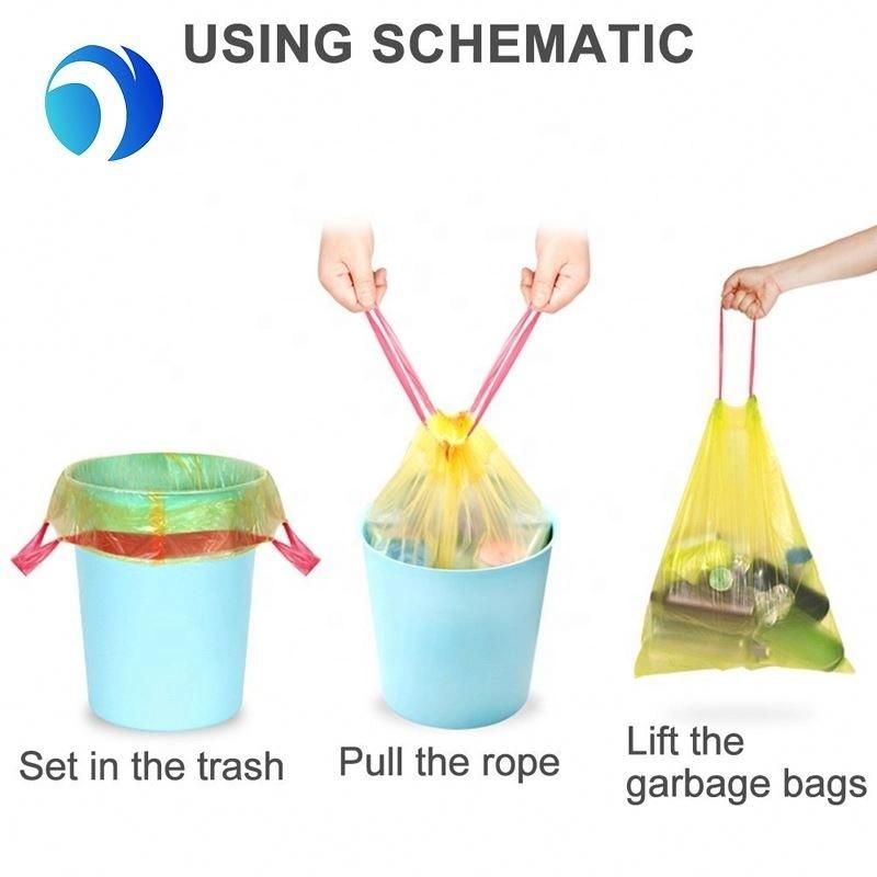 HDPE LDPE Biodegradable Garbage Bags Drawstring Rope Bag